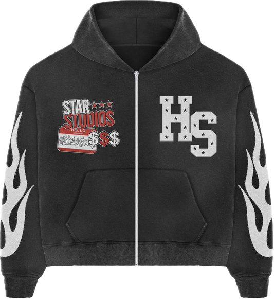 Star Studios Black Acid Washed Hoodie